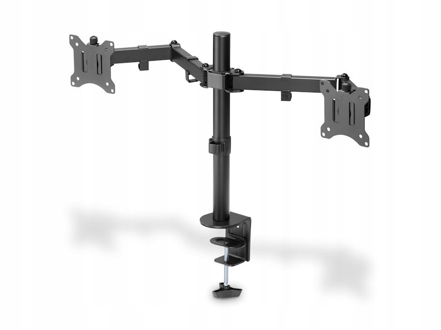 Dvojitý stolový držiak s upínaním 2xLCD max. 32" max. zaťaženie 2x8kg naklápací a otočný čierny